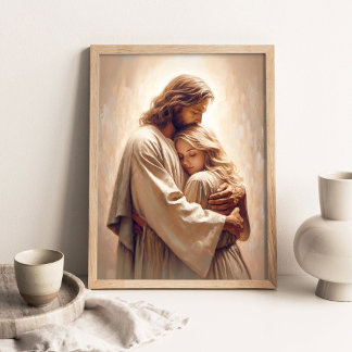 Póster Tu Salvador, Pintura Cristiana, Jesús Abrazando