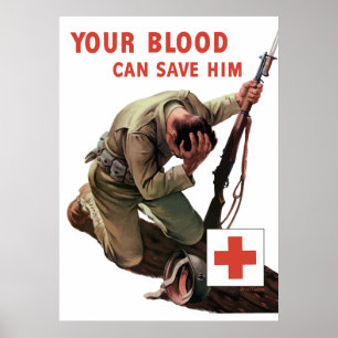 Póster Tu Sangre Puede Salvarlo — Cruz Roja