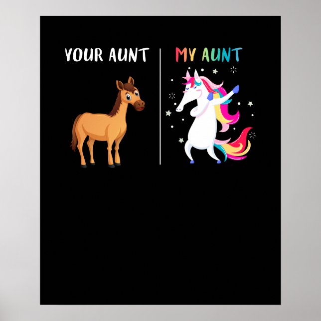 Póster Tu tía, mi tía, graciosa sobrina, tía Unicorn (Frente)