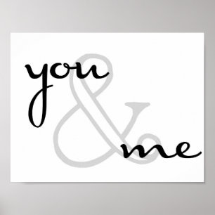 Póster tú y yo diseño moderno amor blanco y negro