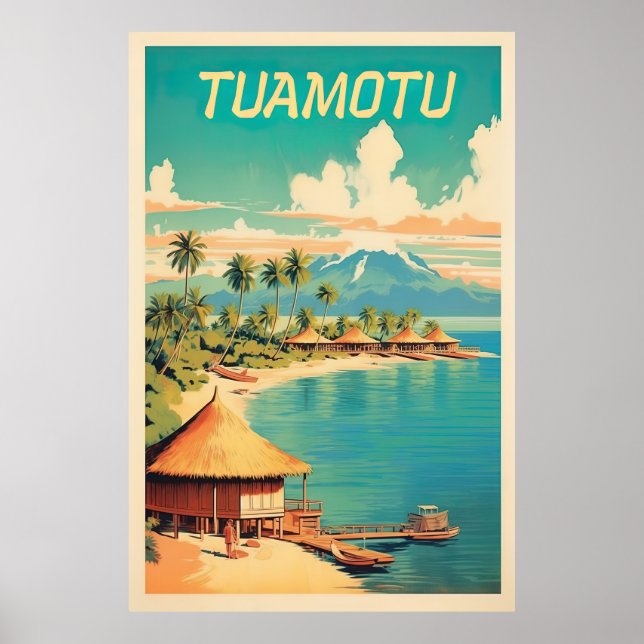 Póster Tuamotu, Polinesia Francesa, Viajes (Frente)