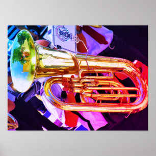 Póster Tuba Brillante Perspectiva Inclinada Banda de Bron
