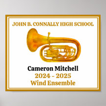 Tuba Player High School Band Gold Personalizado