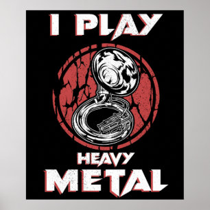 Póster Tuba Regala fuerte banda de marcha Metalizado Sous