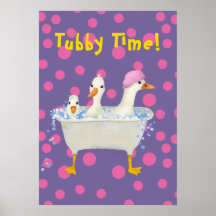 Tubby Time Tres patos en bañera Acuarela