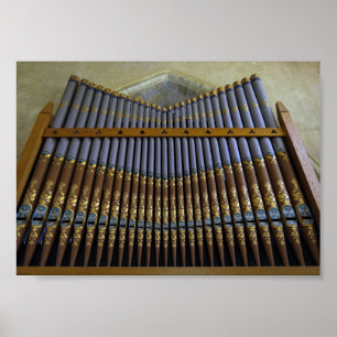 Póster Tuberías de órgano de iglesia vintage dorado para