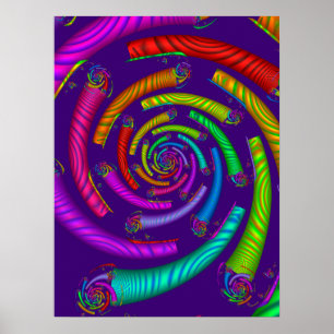 Póster Tuberías en espiral de arcoíris