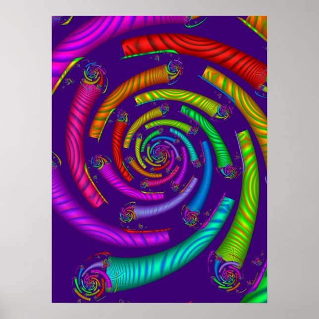 Póster Tuberías en espiral de arcoíris (Frente)