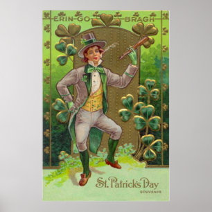 Póster Tubo de arcilla Leprechaun Trébol de cuatro hojas