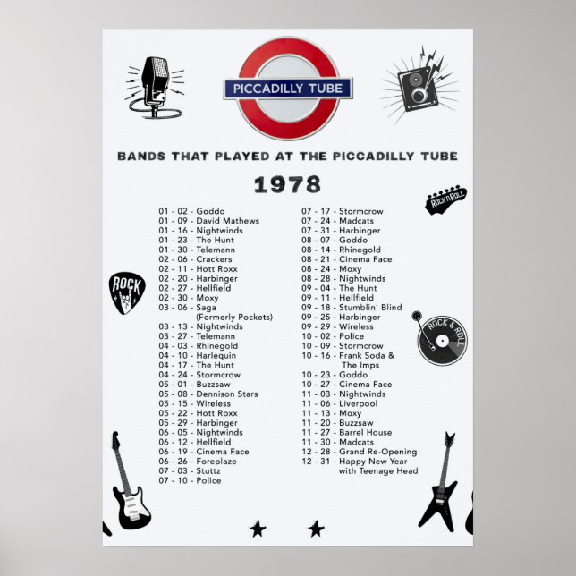 Póster Tubo Piccadilly - 1978 (Frente)