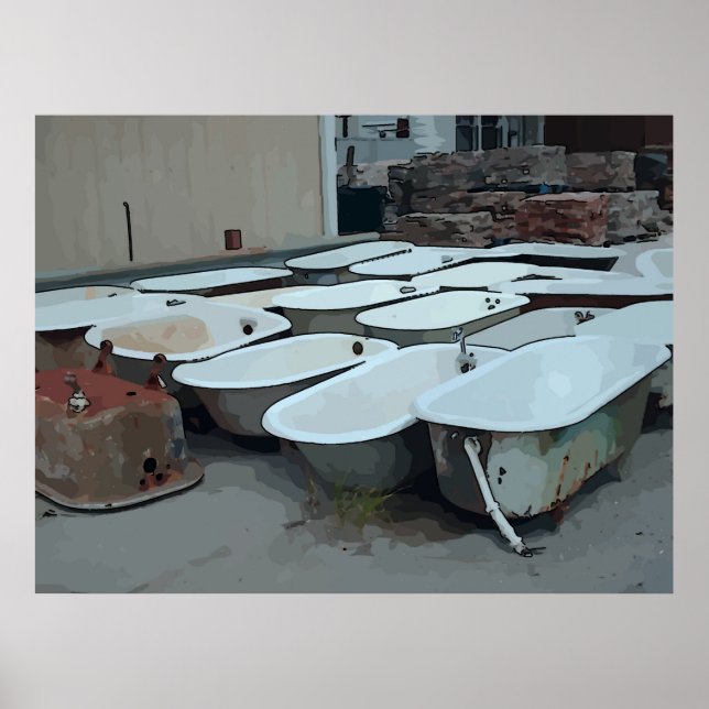 Póster Tubos de baño de pies de cuchara antiguos (Frente)