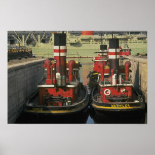 Póster Tubos históricos frente al mar de Montreal, Quebec