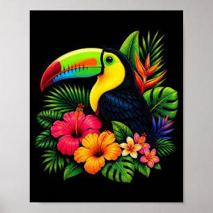Póster Tucán Trocal Lindo Pájaro Verano Floral Vacaciones