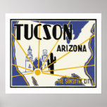 Póster Tucson Arizona<br><div class="desc">Imagen de poster de viajes vintage para Tucson,  Arizona.</div>