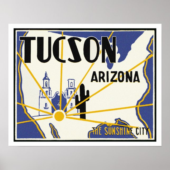 Póster Tucson Arizona ~ La Ciudad Sunshine (Frente)