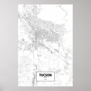 Póster Tucson, Arizona (negro sobre blanco)