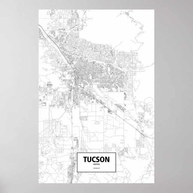 Póster Tucson, Arizona (negro sobre blanco) (Frente)