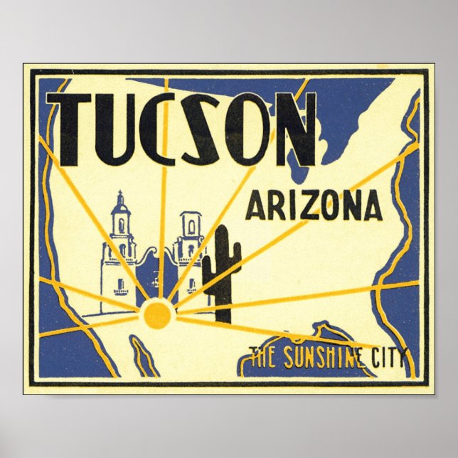 Póster Tucson, Arizona The Sunshine City (Frente)