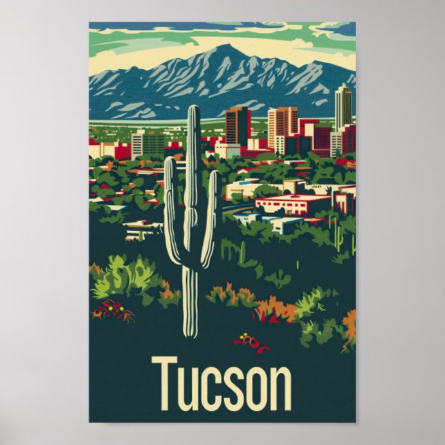 Póster Tucson Arizona USA Famoso Travel Place (Frente)