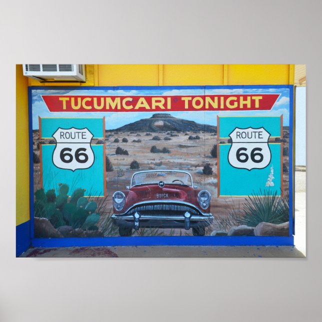 Póster Tucumcari Mural esta noche, Ruta 66, Nuevo México (Frente)