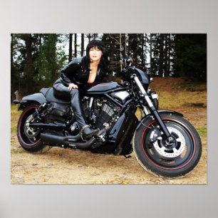 Póster ¡Tuff motocykel med tuff mc-tjej!