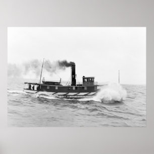 Póster Tugboat William Sprague, finales del siglo XIX