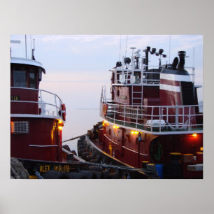 Póster Tugs en el puerto de