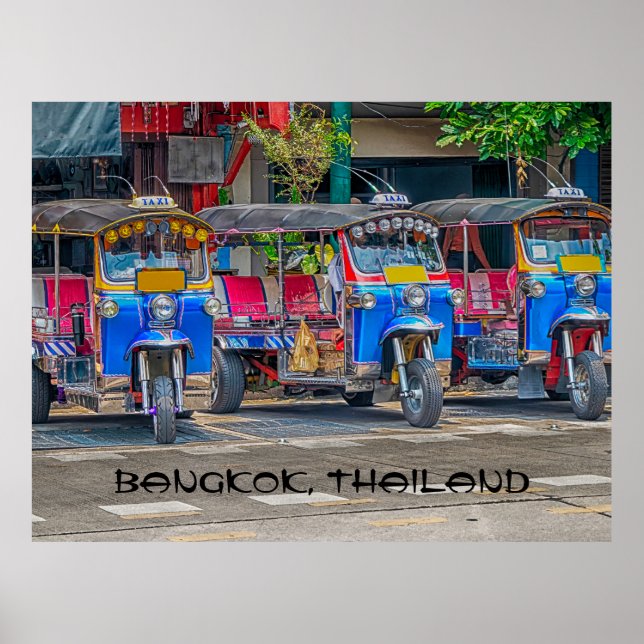 Póster Tuk tuks, Bangkok, Tailandia (Frente)