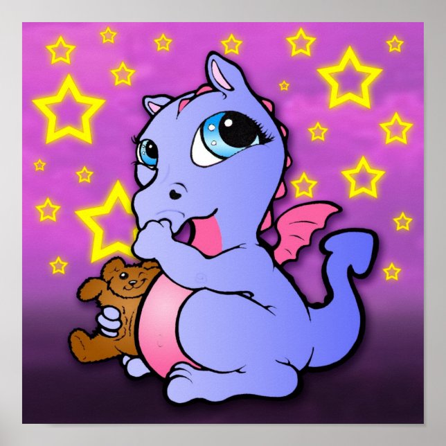 Póster Tulce de succión de dragón de bebé (púrpura) - Imp (Frente)