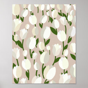 Póster Tulip Field 02 Beige Y Blanco