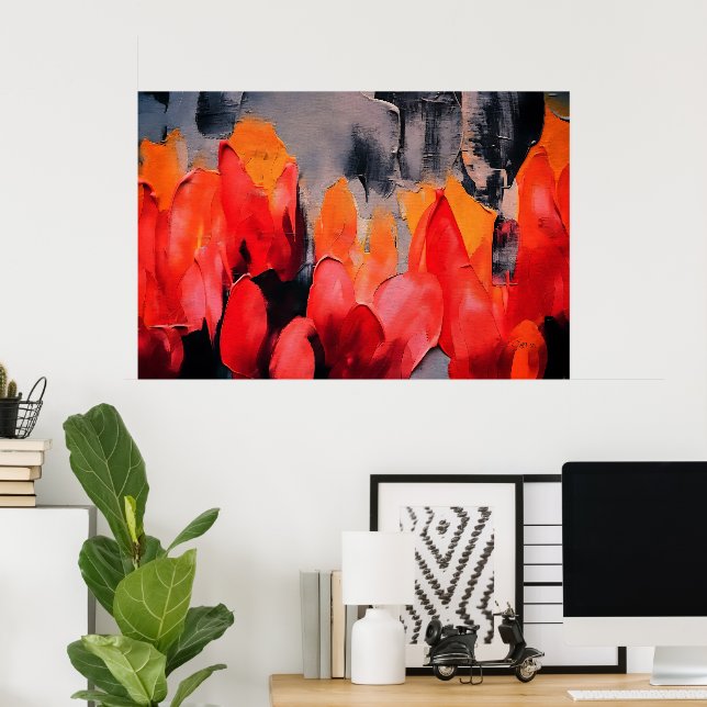 Póster Tulip Field – Abstract Floral Intensity (Oficina en casa)