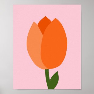 Póster Tulip Pastel Rosa Y Naranja