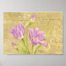 Póster Tulip Poster Purple Garden Notes 7x5