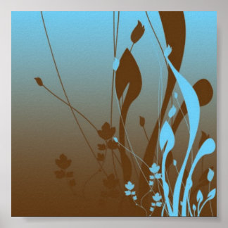 Póster Tulipán marrón y azul