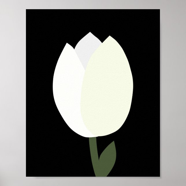 Póster Tulipán negro y blanco (Frente)