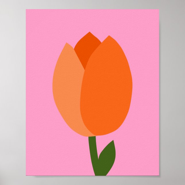 Póster Tulipán Rosa Y Naranja (Frente)