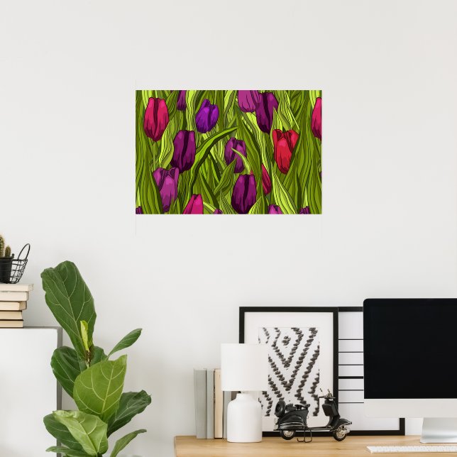 Póster Tulipanes (Oficina en casa)