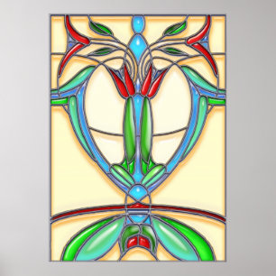 Póster Tulipanes abstractos de Art Deco