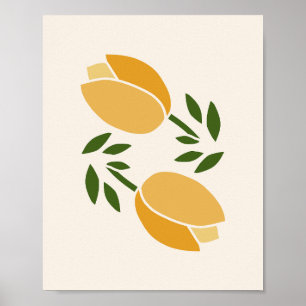 Póster Tulipanes amarillos