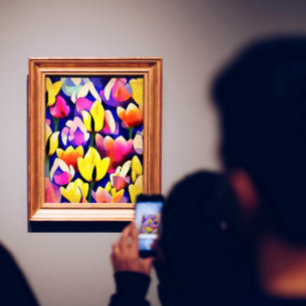 Póster Tulipanes Amarillos Y Rosados Colorido Primavera A