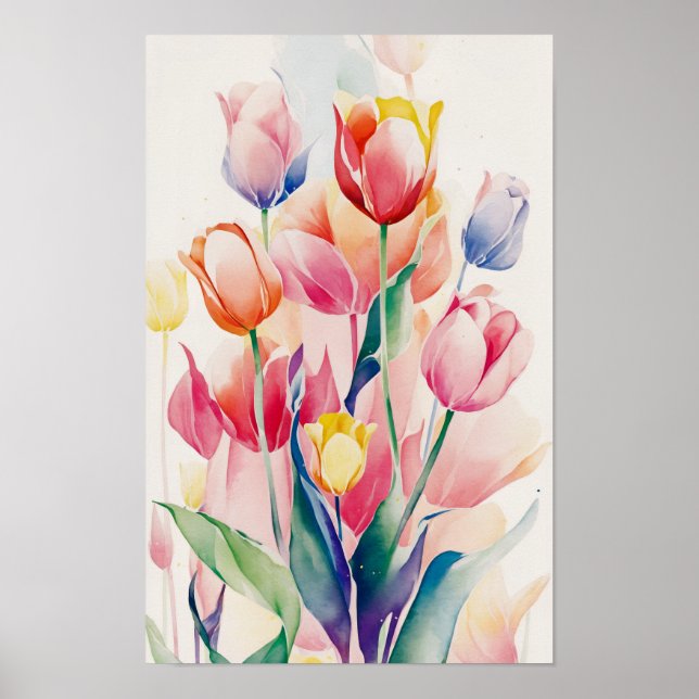 Póster Tulipanes coloridos (Frente)