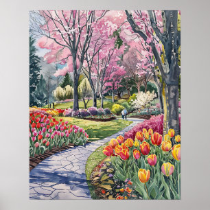 Póster Tulipanes Coloridos en el Parque