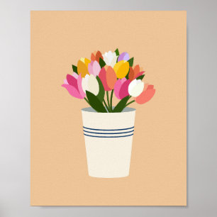 Póster Tulipanes Coloridos En Una Vasa