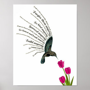 Póster Tulipanes de colibrí de oración inspiradora