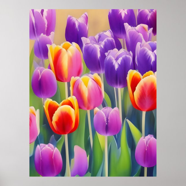 Póster Tulipanes de primavera (Frente)