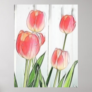 Póster Tulipanes de primavera