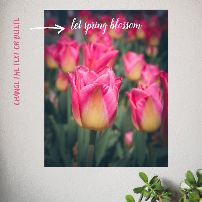 Póster Tulipanes de primavera de estilo vintage rosa (Subido por el creador)