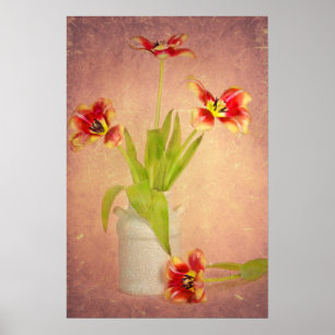 Póster Tulipanes de primavera en textura