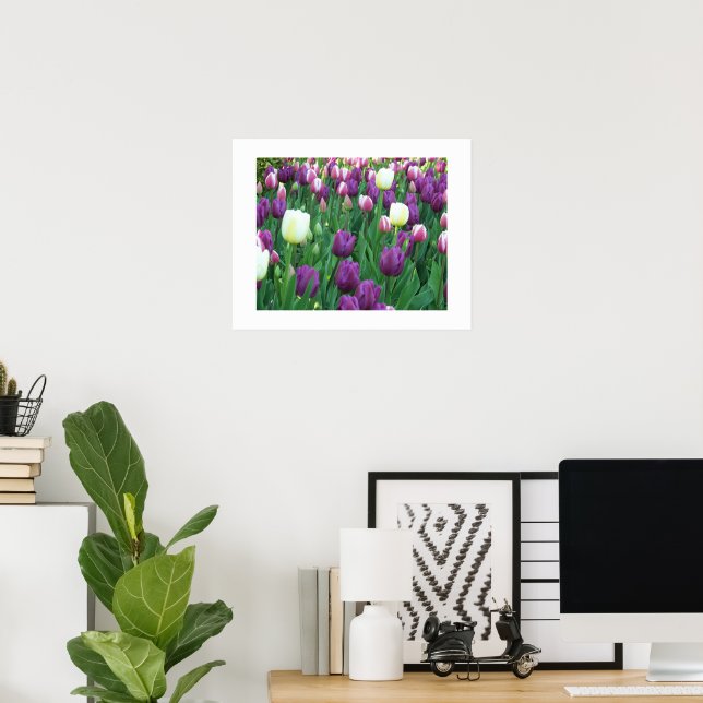 Póster Tulipanes de primavera fotográfica floral (Oficina en casa)