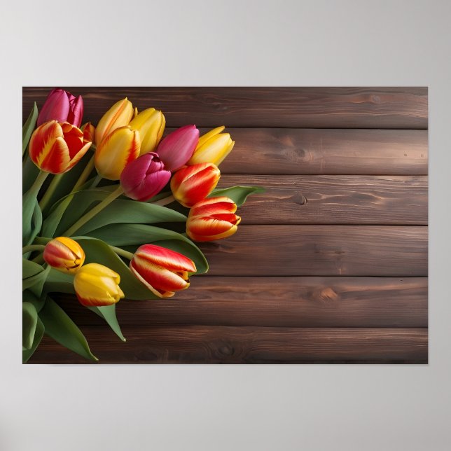 Póster Tulipanes de primavera para el Día de San Valentín (Frente)